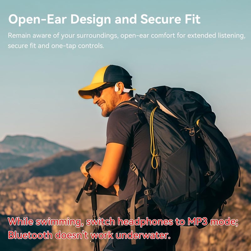 Hostena Swimming Headphones IP68 Waterproof, Open Ear Bone Conduction Underwater Headphones Bluetooth 5.4& MP3 with 32GB Memory Card, Soft/Skin/Lightweight Sound Swim Earbuds-SurfAudio(Orange) - Image 5